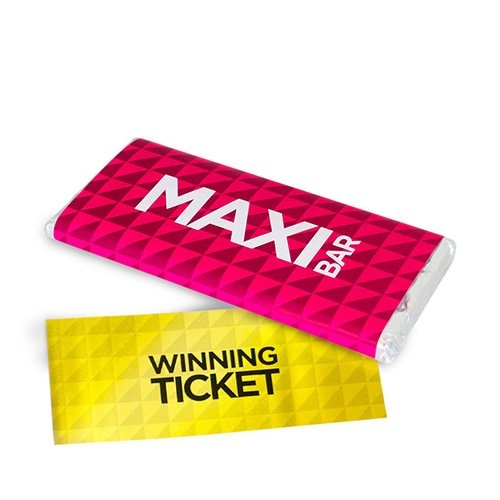 bite promotions Maxi chocolate bar with winning ticket.